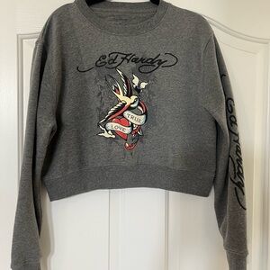 Ed Hardy Gray Crewneck sweater
